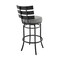 Armen Living Natya Swivel Counter or Bar Stool in Black Finish with Gray Faux Leather 840254333666 - alternate 2